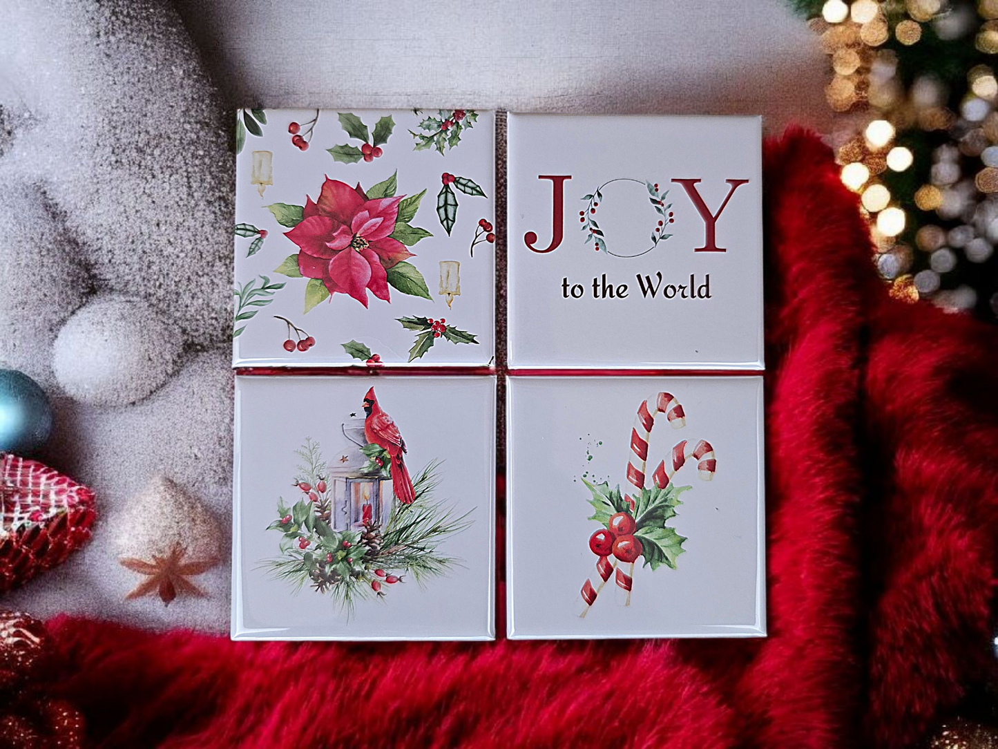 Cardinal Christmas Magnet Set